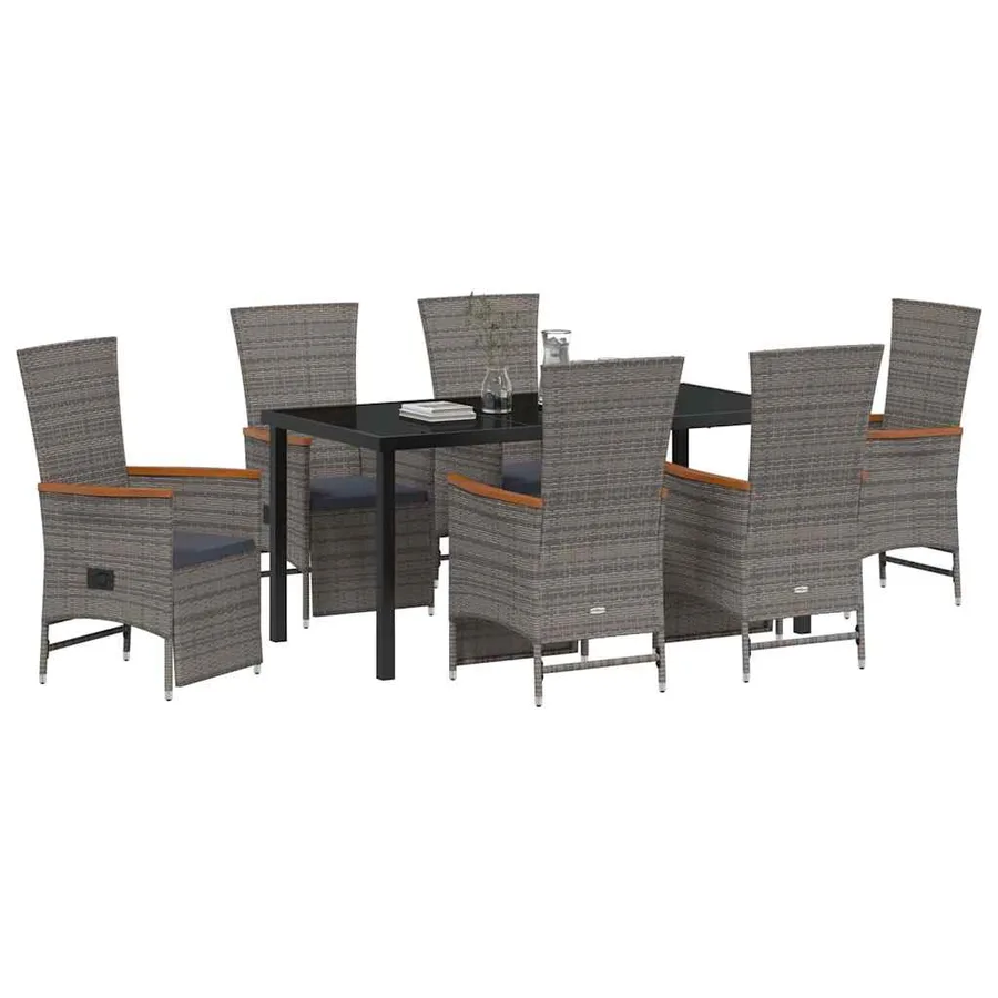 Ensemble de salle à manger pour jardin 7 pcs Gris polyrotin - 3