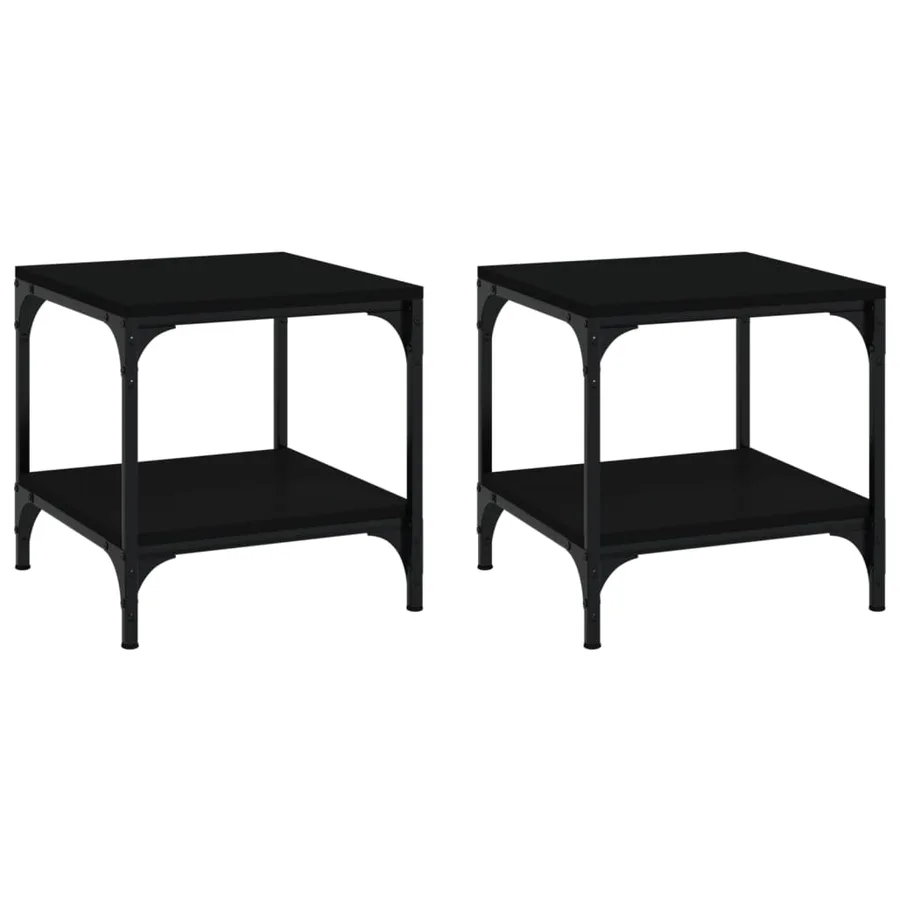 Tables d'appoint 2 pcs Noir 40x40x40 cm Bois d'ingénierie - 2