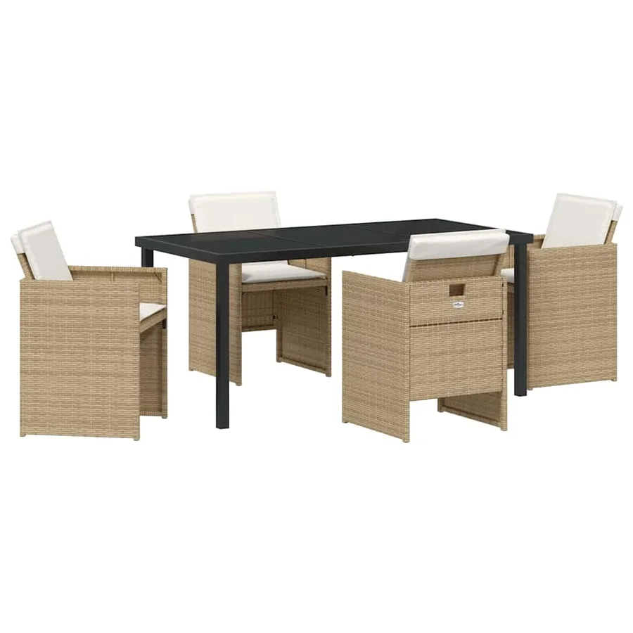 Ensemble de salle à manger pour jardin 5 pcs Beige polyrotin - 2