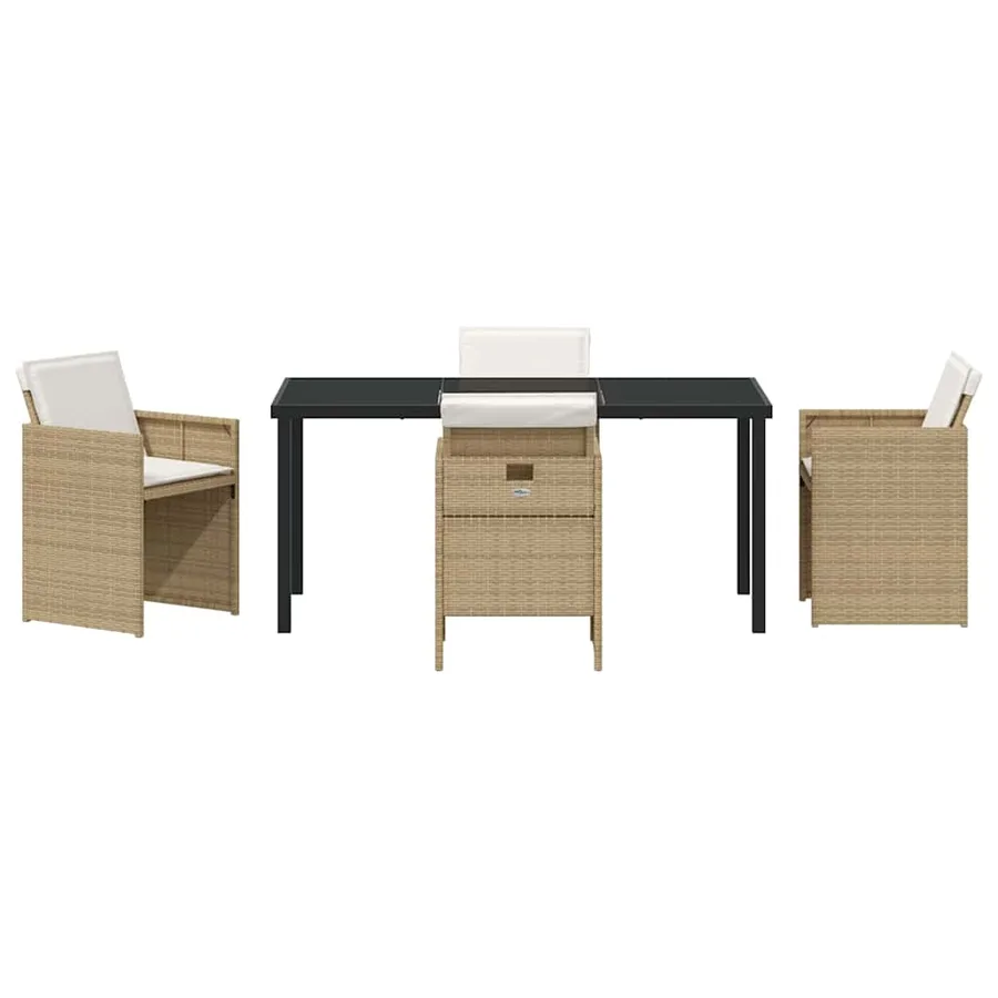 Ensemble de salle à manger pour jardin 5 pcs Beige polyrotin - 7