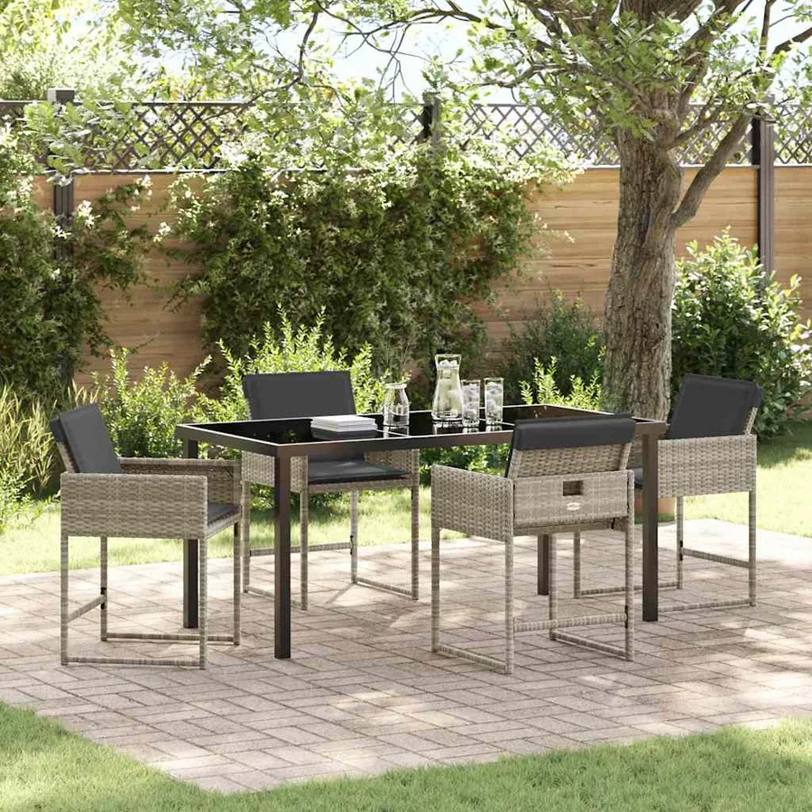 Ensemble de salle à manger pour jardin 5 pcs Gris clair