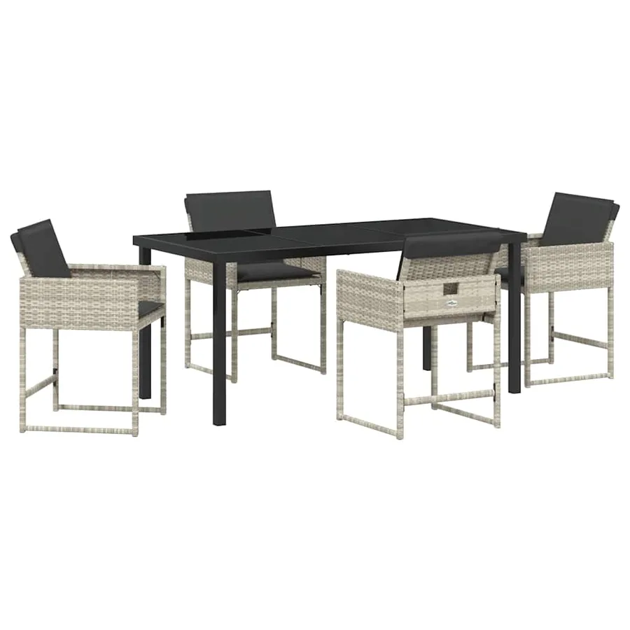 Ensemble de salle à manger pour jardin 5 pcs Gris clair - 2