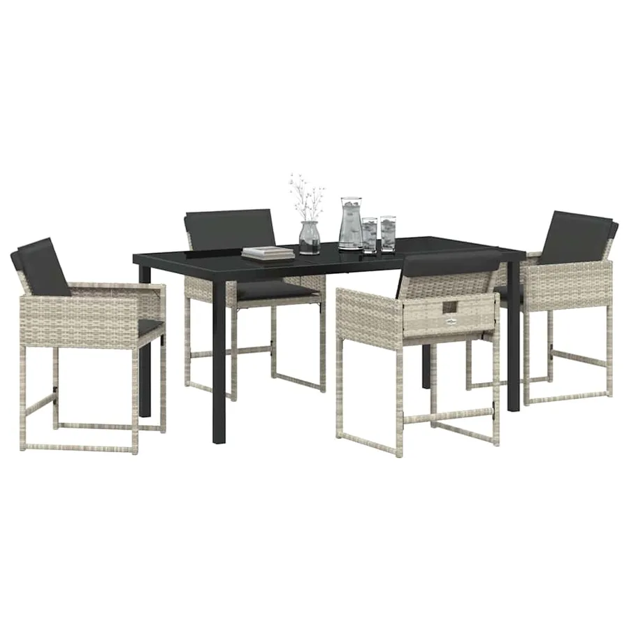 Ensemble de salle à manger pour jardin 5 pcs Gris clair - 3