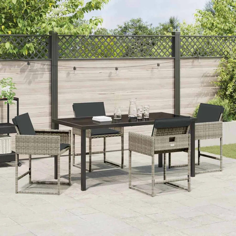 Ensemble de salle à manger pour jardin 5 pcs Gris clair - 4