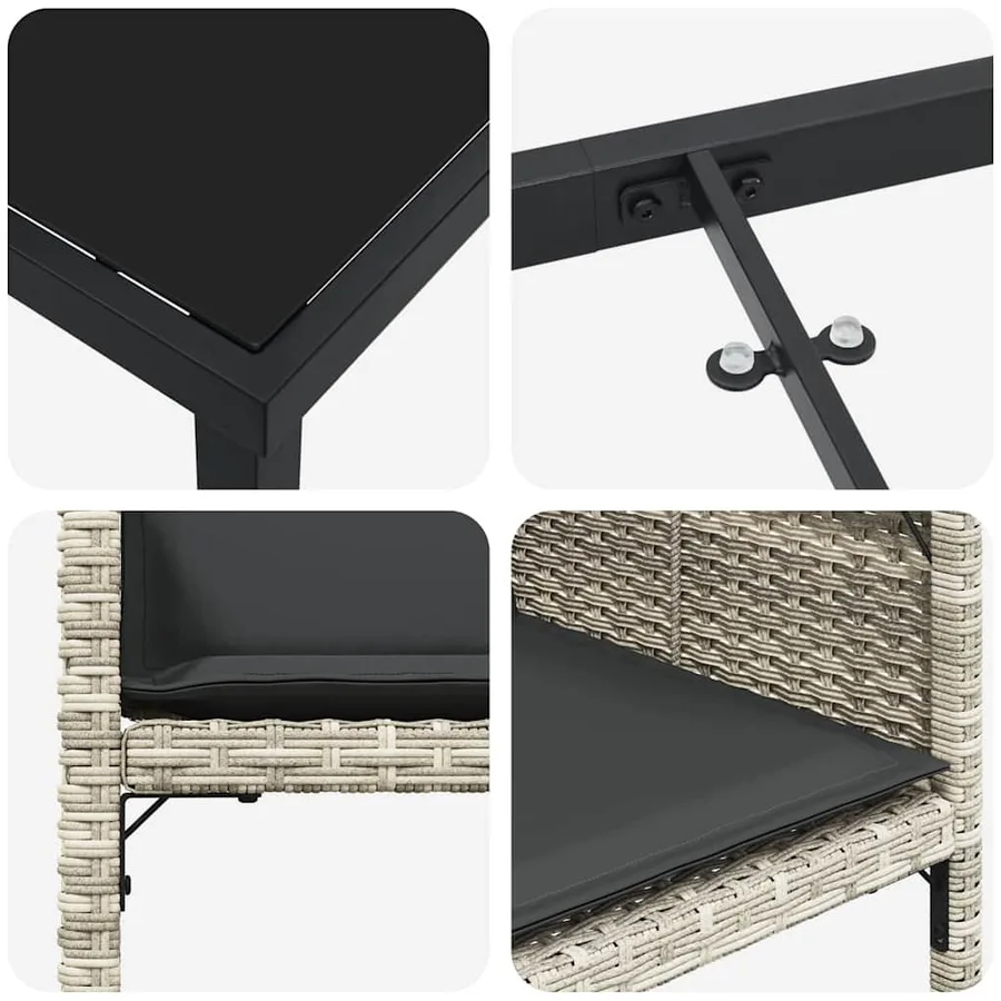 Ensemble de salle à manger pour jardin 5 pcs Gris clair - 9