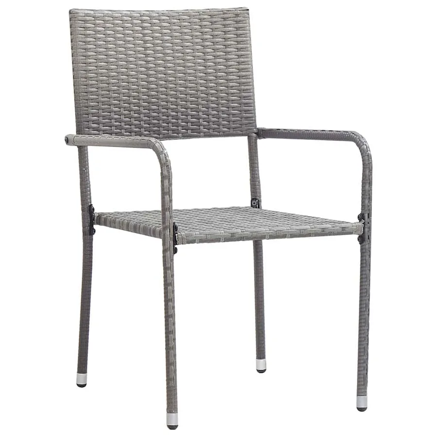 Ensemble de salle à manger pour jardin 7 pcs Gris polyrotin - 6