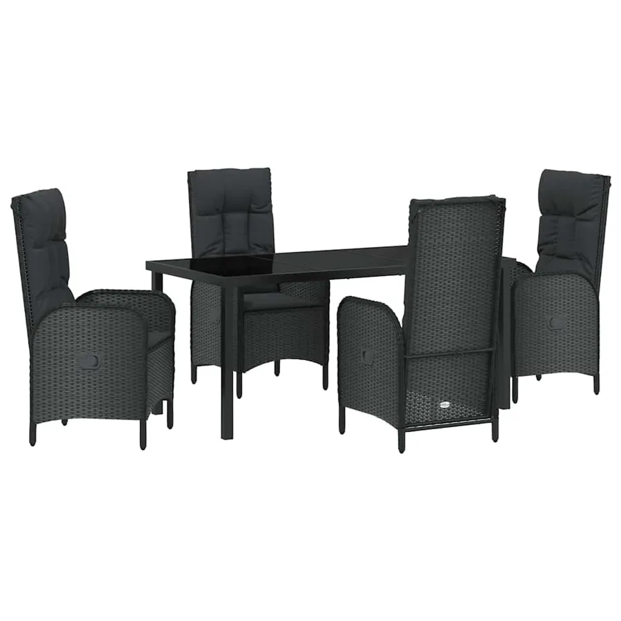 Ensemble de salle à manger pour jardin 5 pcs Noir polyrotin - 2