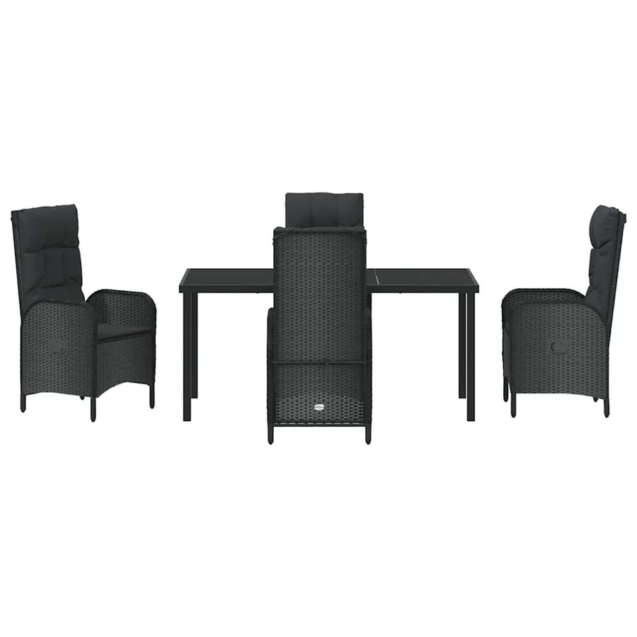 Ensemble de salle à manger pour jardin 5 pcs Noir polyrotin - 7
