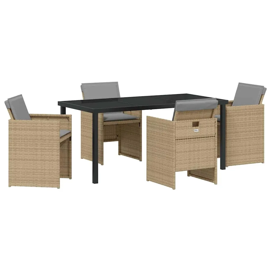 Ensemble de salle à manger pour jardin 5 pcs Beige polyrotin - 2