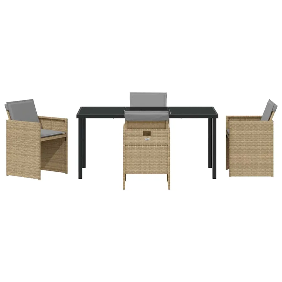 Ensemble de salle à manger pour jardin 5 pcs Beige polyrotin - 7