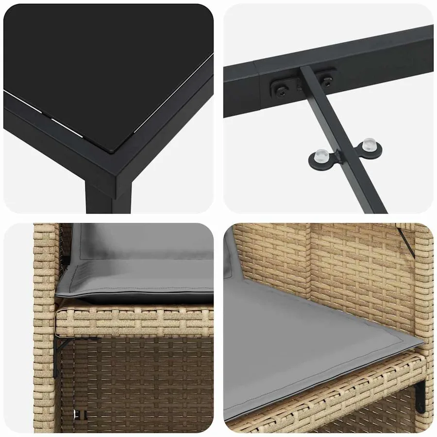 Ensemble de salle à manger pour jardin 5 pcs Beige polyrotin - 9
