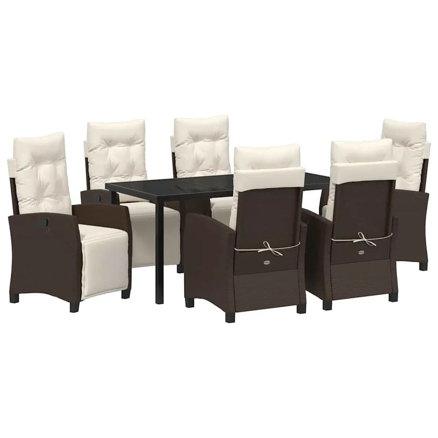 Ensemble de salle à manger pour jardin 7 pcs Marron polyrotin - 2