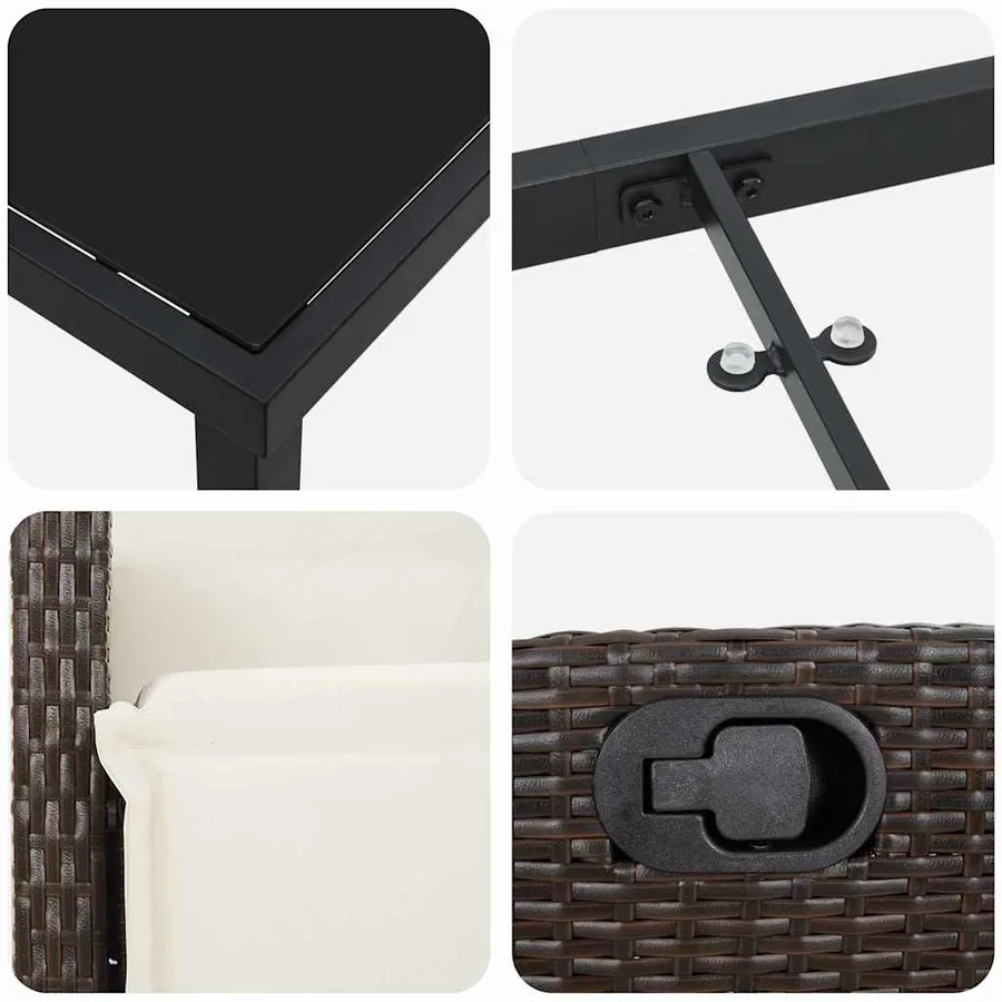 Ensemble de salle à manger pour jardin 7 pcs Marron polyrotin - 9