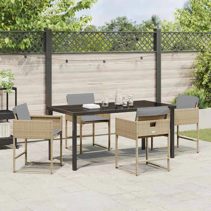 Ensemble de salle à manger pour jardin 5 pcs Beige polyrotin - 4