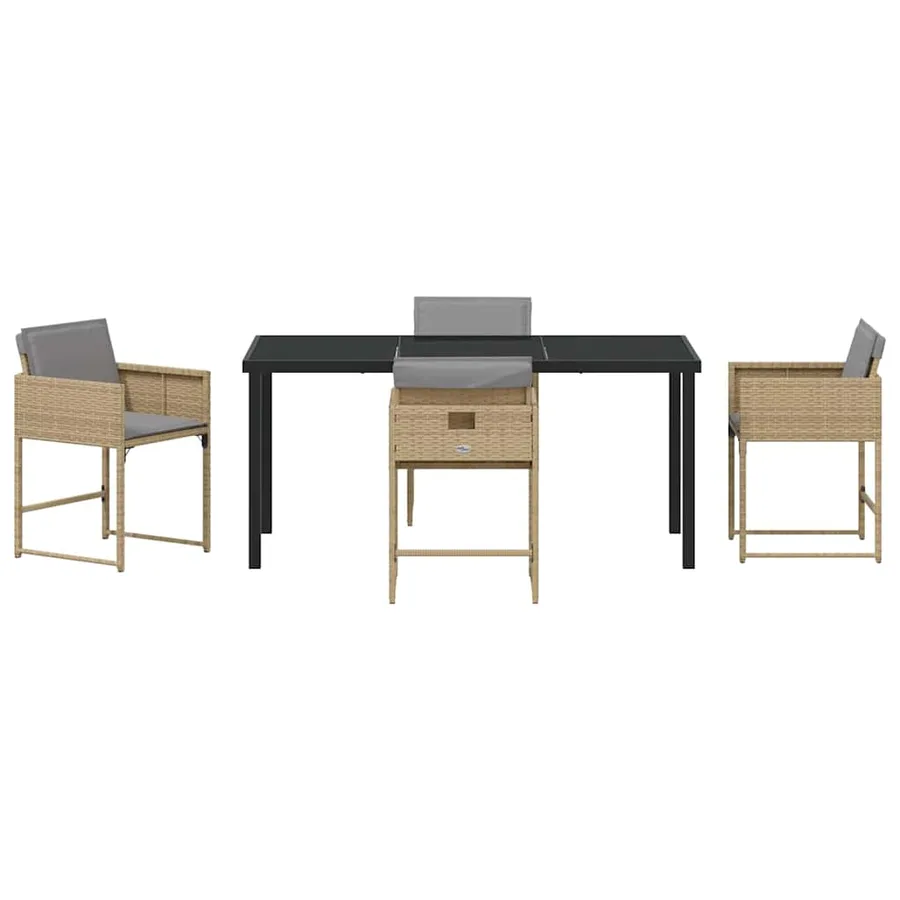 Ensemble de salle à manger pour jardin 5 pcs Beige polyrotin - 7