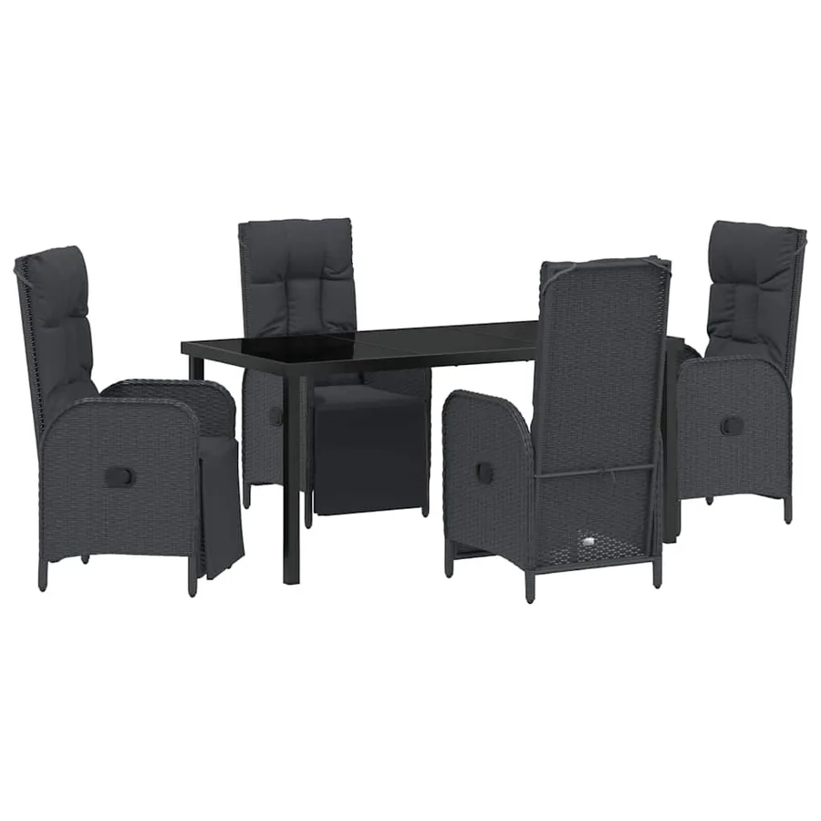Ensemble de salle à manger pour jardin 5 pcs Noir polyrotin - 2
