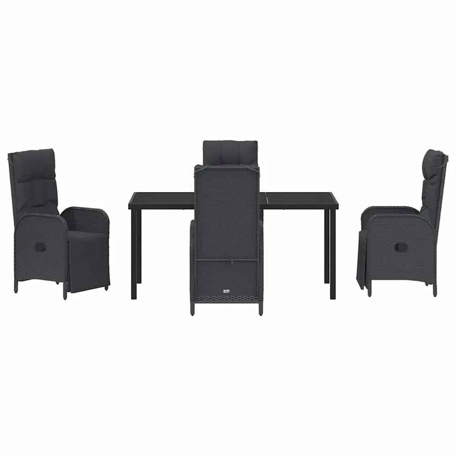 Ensemble de salle à manger pour jardin 5 pcs Noir polyrotin - 5