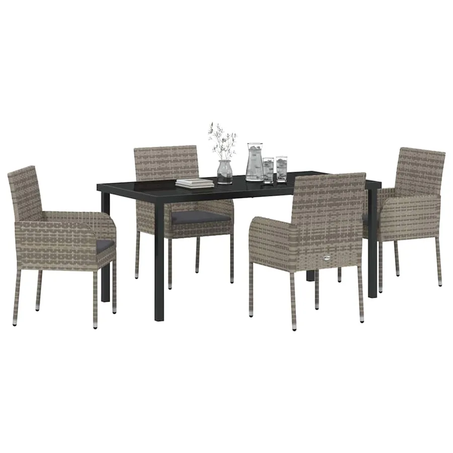 Ensemble de salle à manger pour jardin 5 pcs Gris polyrotin - 3