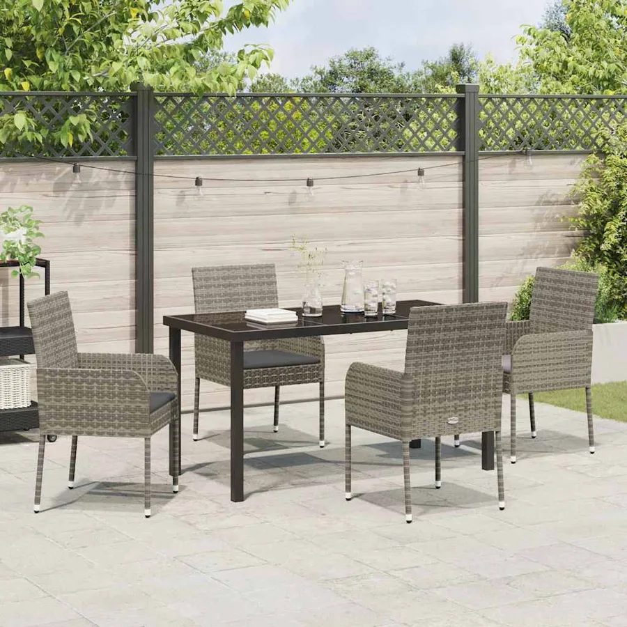 Ensemble de salle à manger pour jardin 5 pcs Gris polyrotin - 4