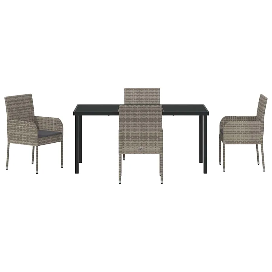 Ensemble de salle à manger pour jardin 5 pcs Gris polyrotin - 7