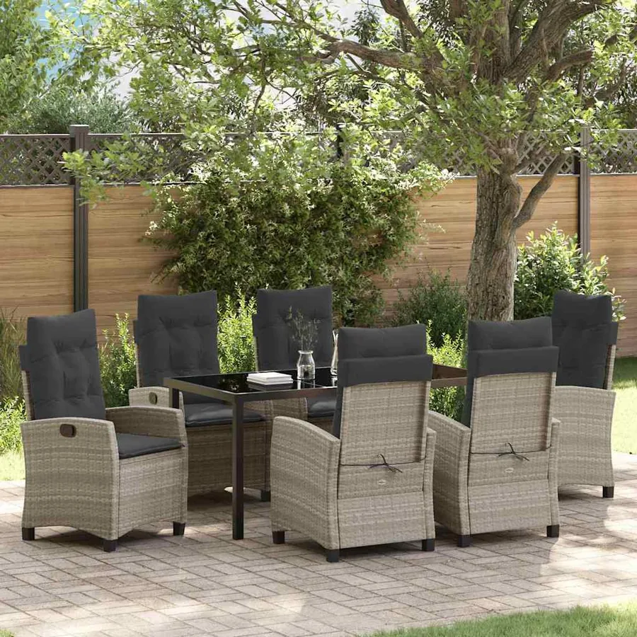 Ensemble de salle à manger pour jardin 7 pcs Gris clair
