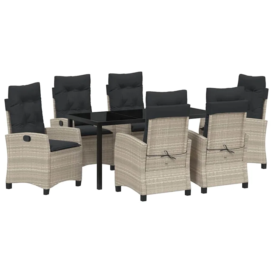Ensemble de salle à manger pour jardin 7 pcs Gris clair - 2