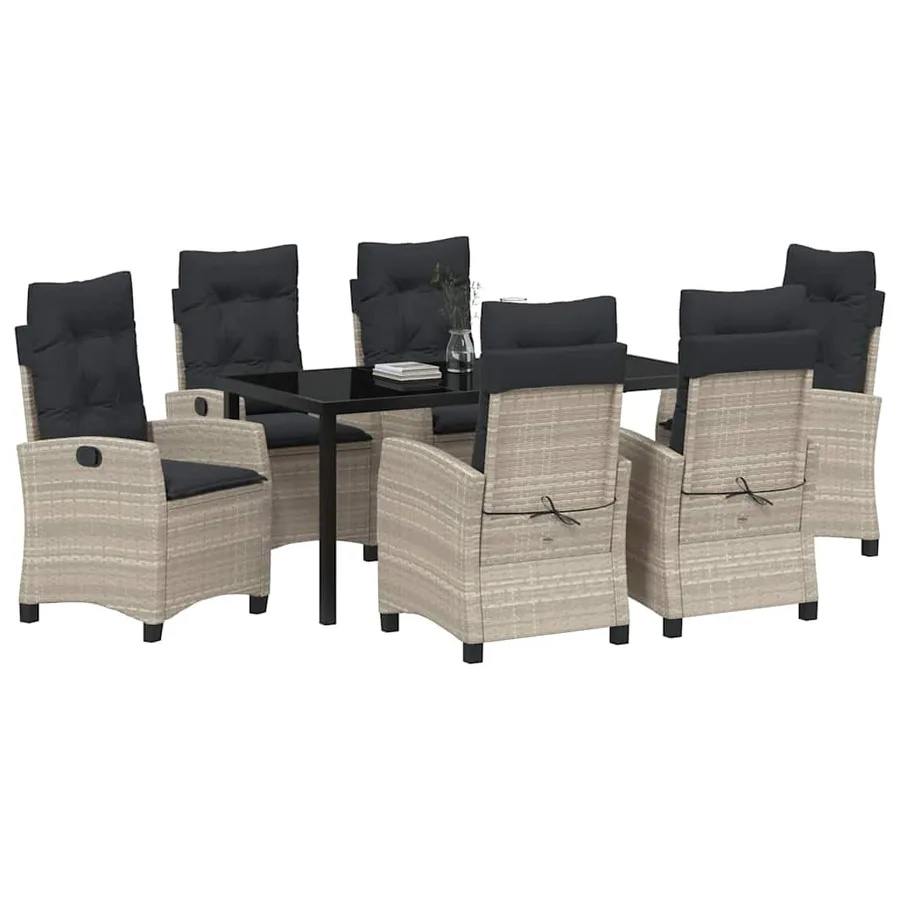 Ensemble de salle à manger pour jardin 7 pcs Gris clair - 3