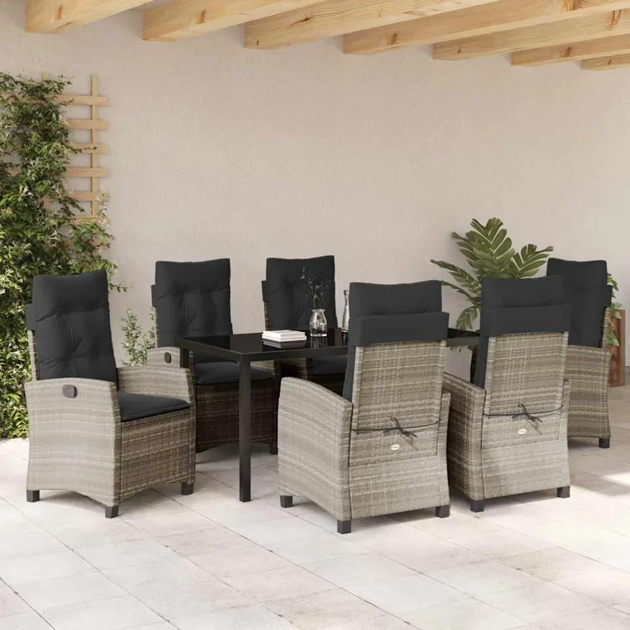 Ensemble de salle à manger pour jardin 7 pcs Gris clair - 4