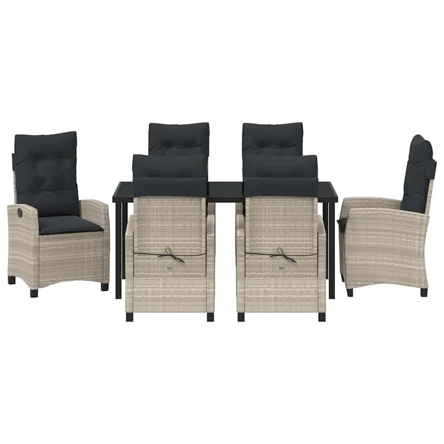 Ensemble de salle à manger pour jardin 7 pcs Gris clair - 7