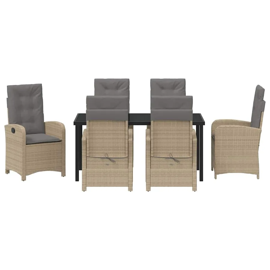 Ensemble de salle à manger pour jardin 7 pcs Beige polyrotin - 7