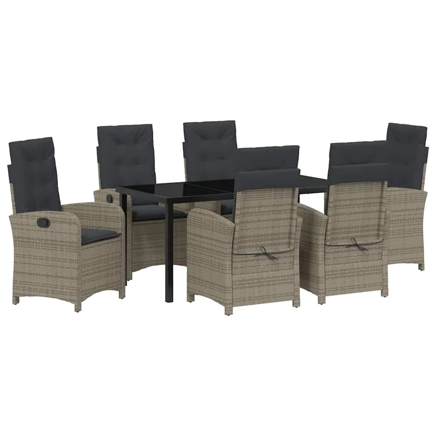 Ensemble de salle à manger pour jardin 7 pcs Gris polyrotin - 2