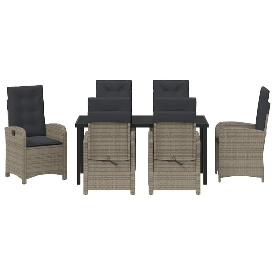 Ensemble de salle à manger pour jardin 7 pcs Gris polyrotin - 7