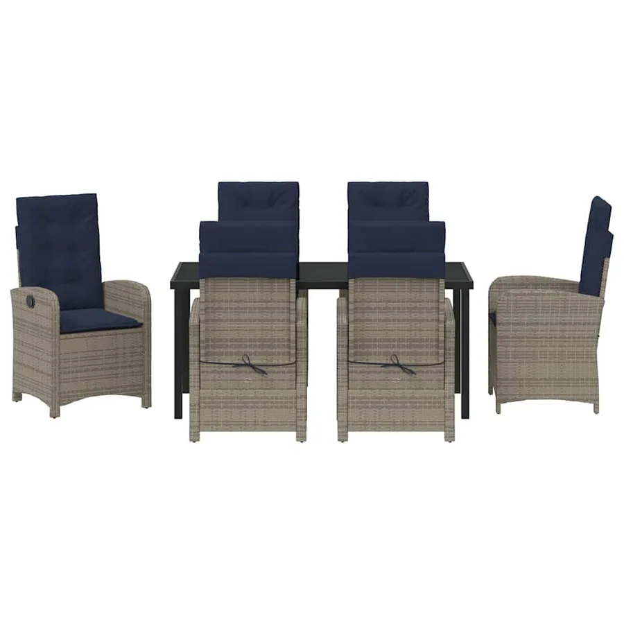 Ensemble de salle à manger pour jardin 7 pcs Gris polyrotin - 7