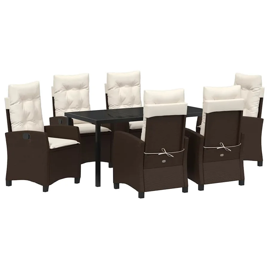 Ensemble de salle à manger pour jardin 7 pcs Marron polyrotin - 2