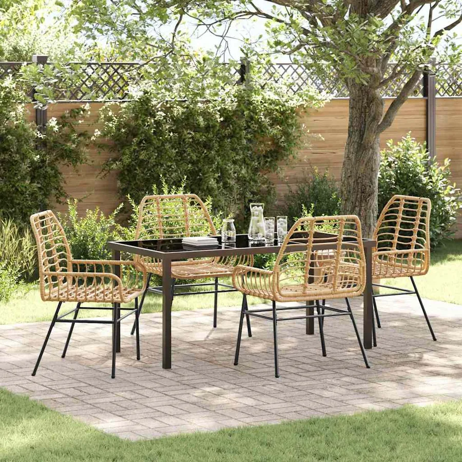 Ensemble de salle à manger pour jardin 5 pcs Marron polyrotin