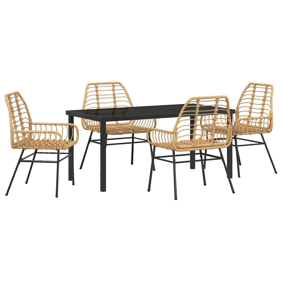 Ensemble de salle à manger pour jardin 5 pcs Marron polyrotin - 2