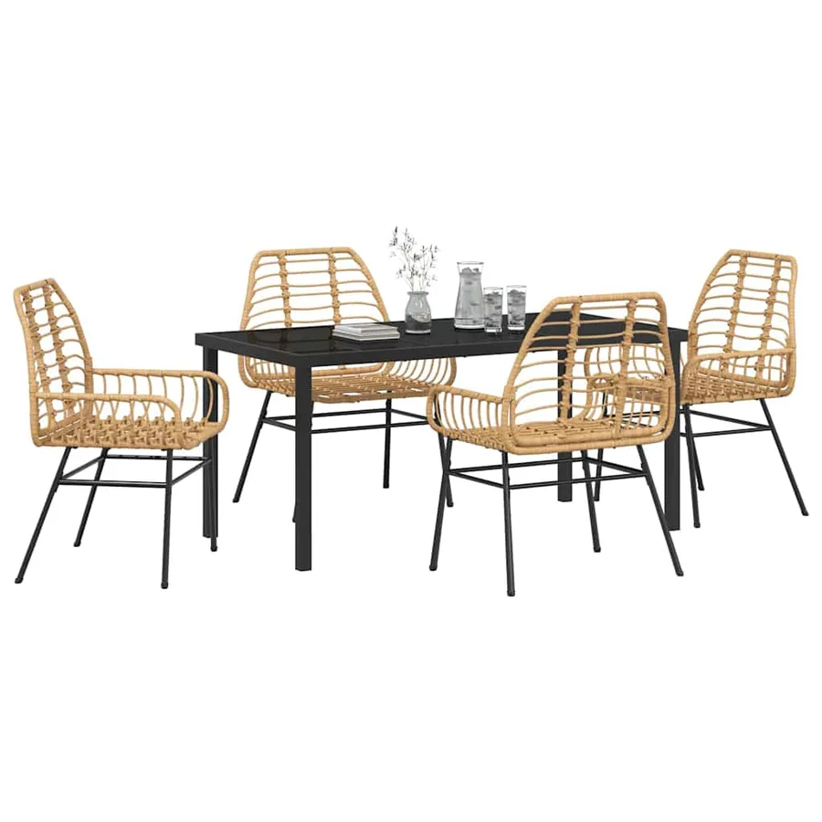 Ensemble de salle à manger pour jardin 5 pcs Marron polyrotin - 3