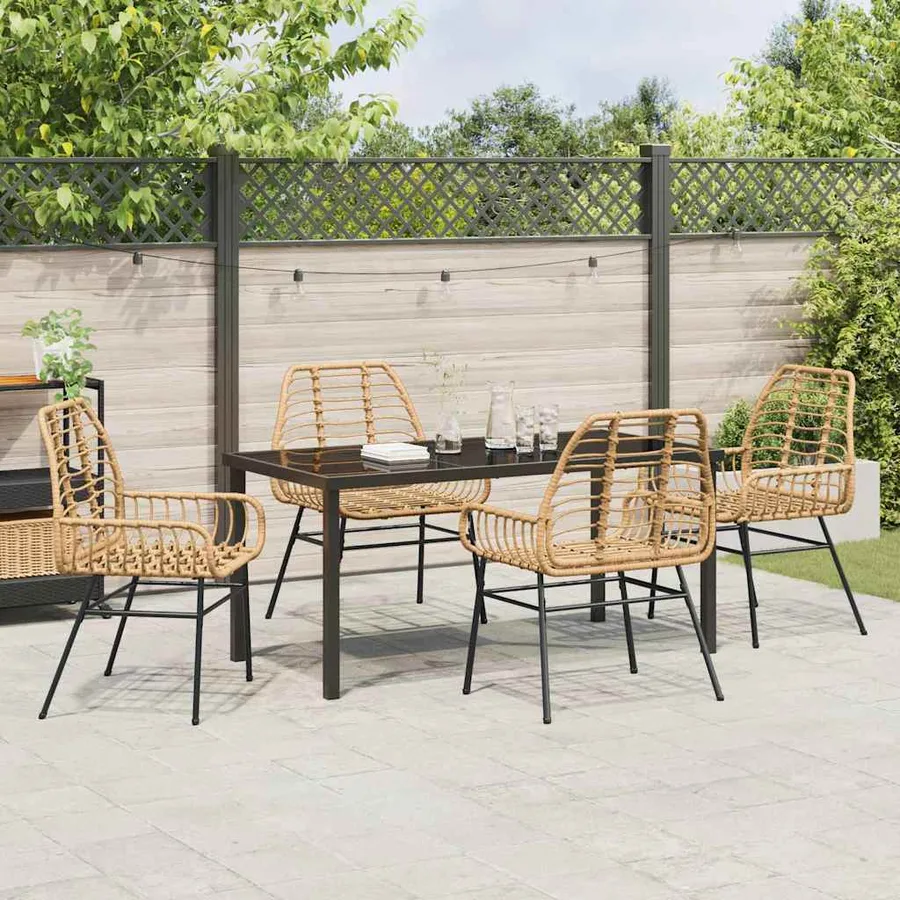 Ensemble de salle à manger pour jardin 5 pcs Marron polyrotin - 4