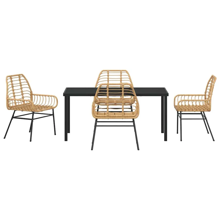 Ensemble de salle à manger pour jardin 5 pcs Marron polyrotin - 7