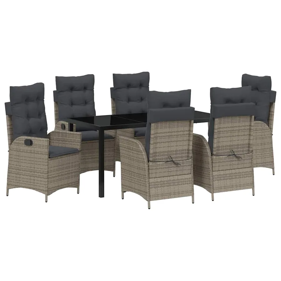 Ensemble de salle à manger pour jardin 7 pcs Gris polyrotin - 2