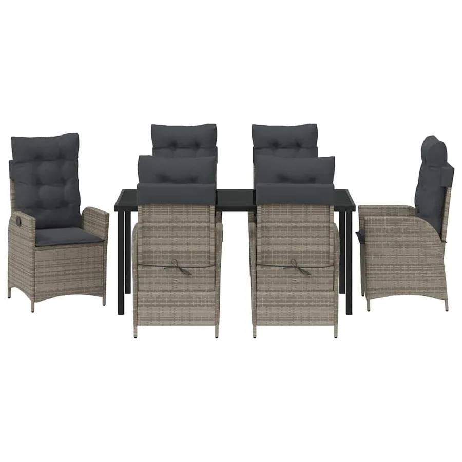 Ensemble de salle à manger pour jardin 7 pcs Gris polyrotin - 7