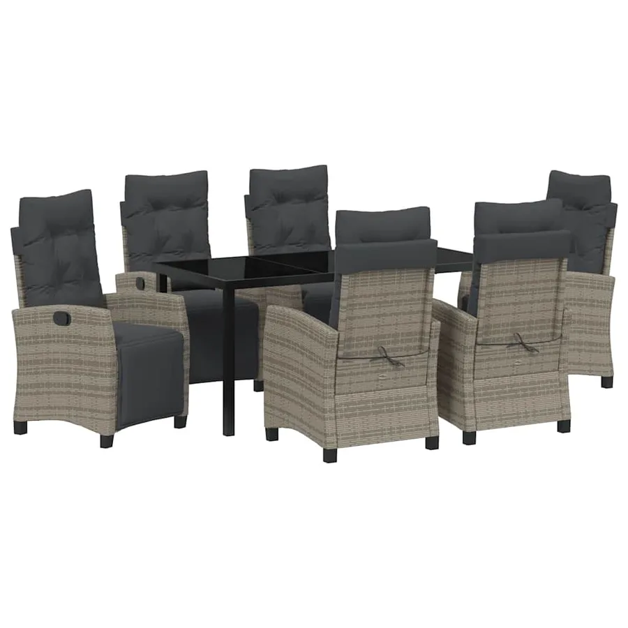 Ensemble de salle à manger pour jardin 7 pcs Gris polyrotin - 2