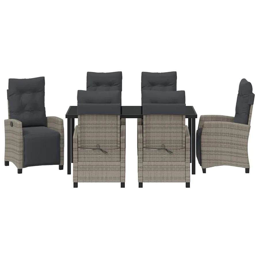 Ensemble de salle à manger pour jardin 7 pcs Gris polyrotin - 7