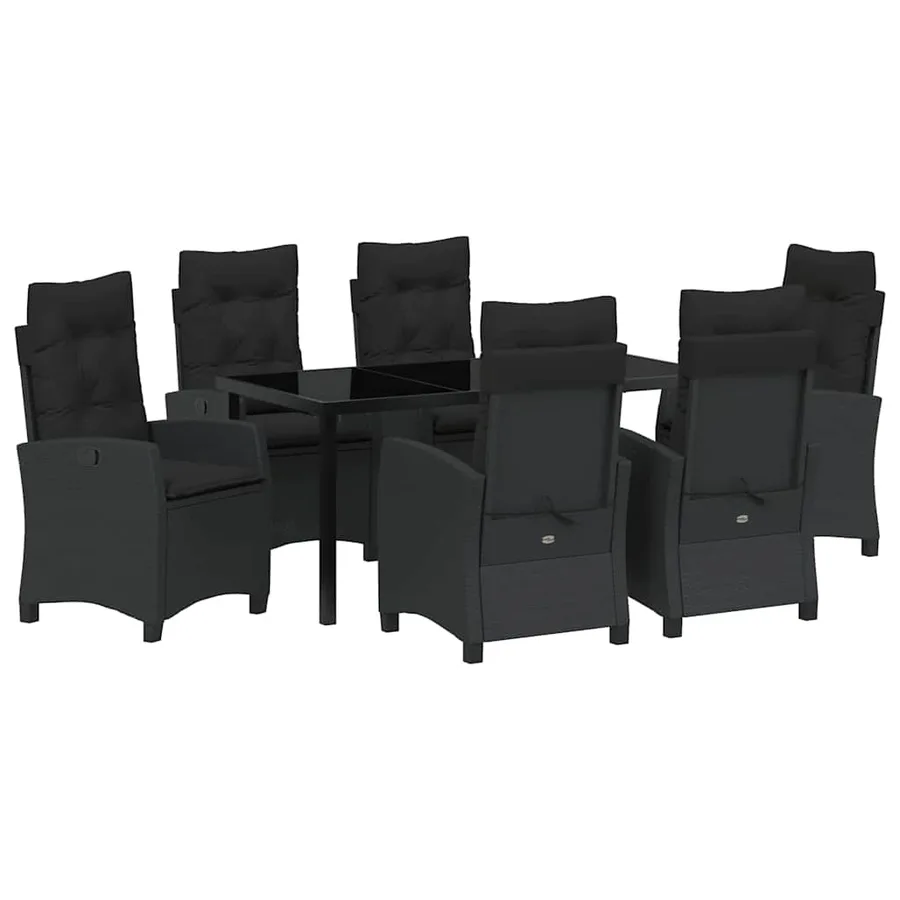Ensemble de salle à manger pour jardin 7 pcs Noir polyrotin - 2