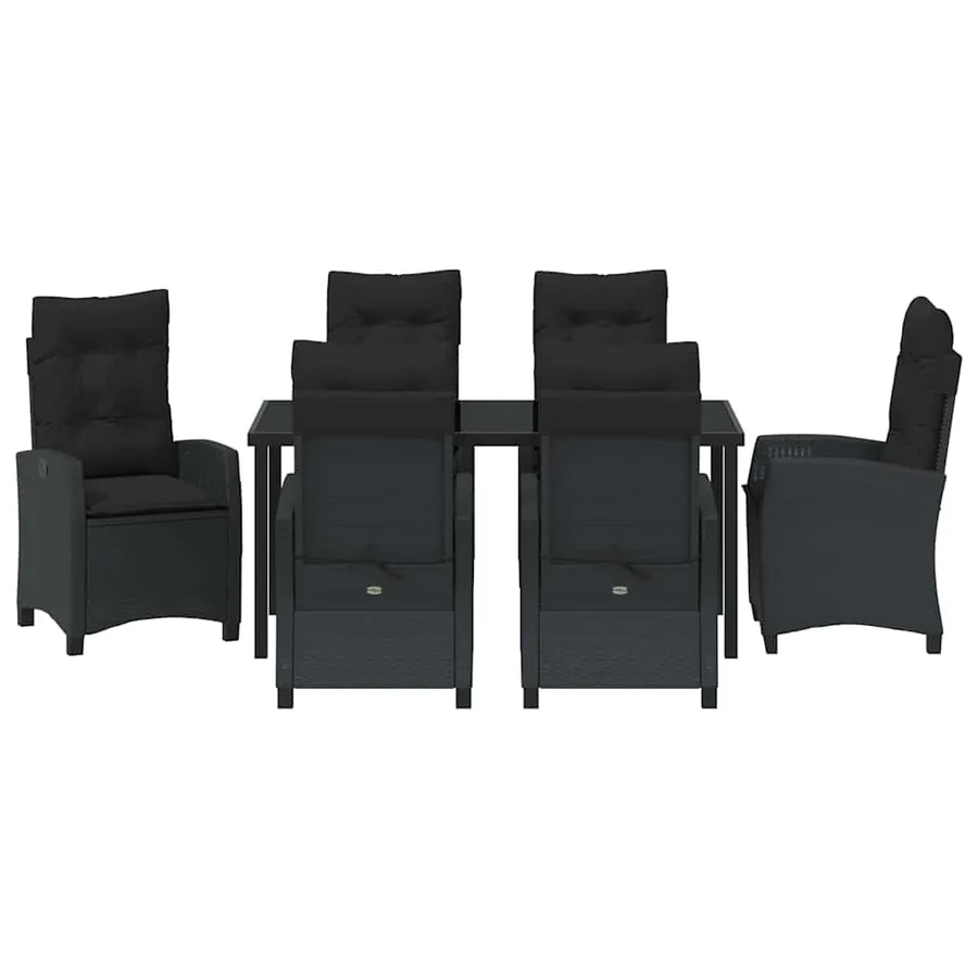 Ensemble de salle à manger pour jardin 7 pcs Noir polyrotin - 7