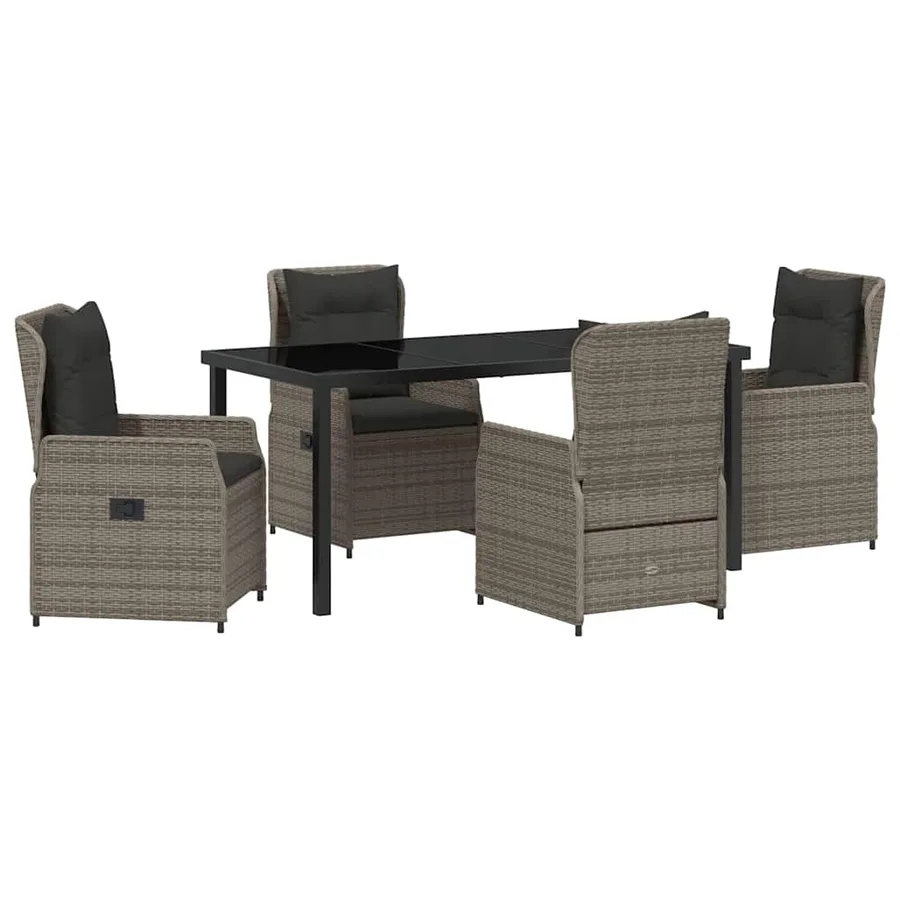 Ensemble de salle à manger pour jardin 5 pcs Gris polyrotin - 2