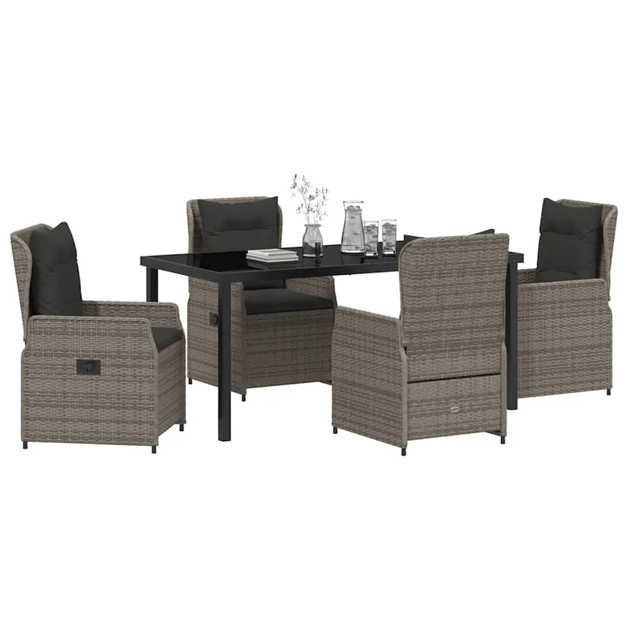 Ensemble de salle à manger pour jardin 5 pcs Gris polyrotin - 3