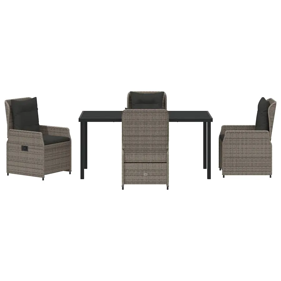 Ensemble de salle à manger pour jardin 5 pcs Gris polyrotin - 7