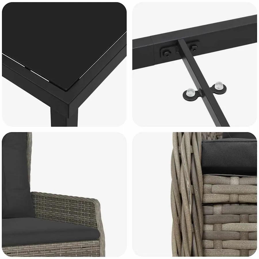 Ensemble de salle à manger pour jardin 5 pcs Gris polyrotin - 9