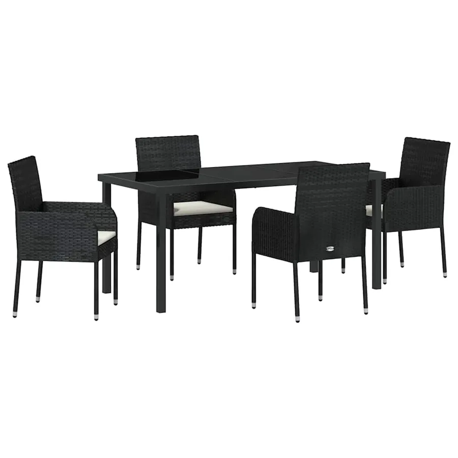 Ensemble de salle à manger pour jardin 5 pcs Noir polyrotin - 2